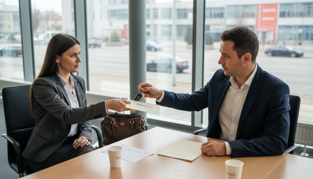 Predaja avtomobilskih ključev v prodajnem salonu