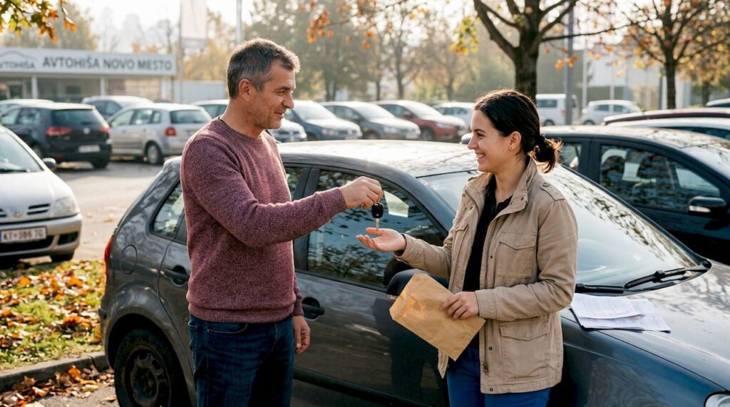 Predaja avtomobilskih ključev na parkirišču